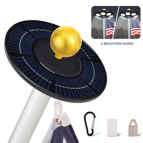 PPQ Solar Flag Pole Light side view showing full flag coverage at night
