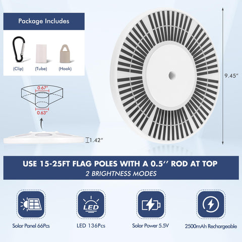 PPQ lighting fits 15-25 ft flagpoles with small shaft diameter.