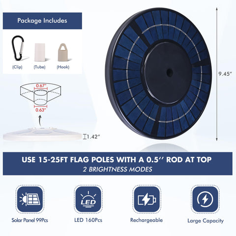 PPQ Solar Flag Pole Light demonstrates 100 percent flag coverage for full presentation