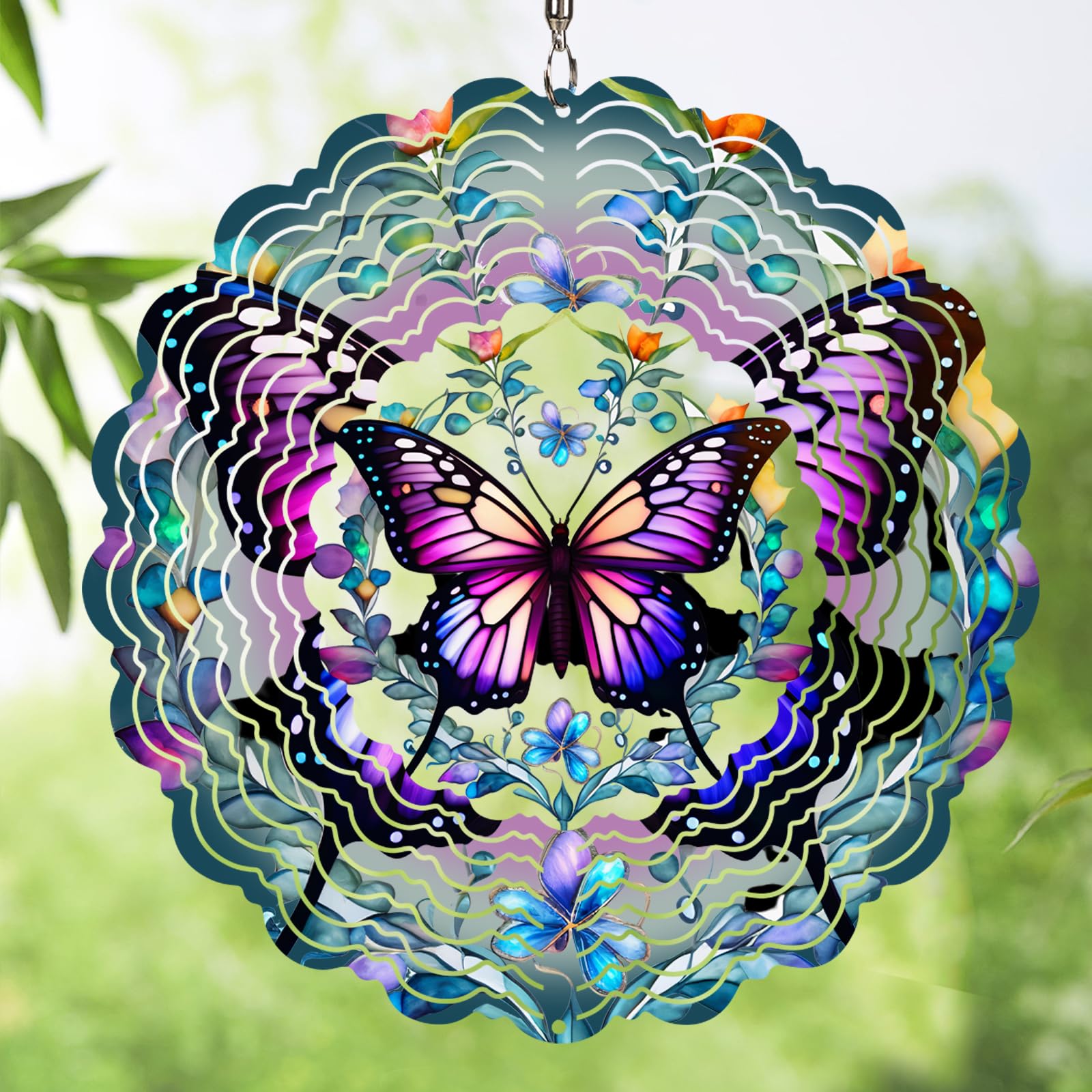 PPZHAVG Butterfly wind spinner 12in diameter adds color to outdoor garden decor