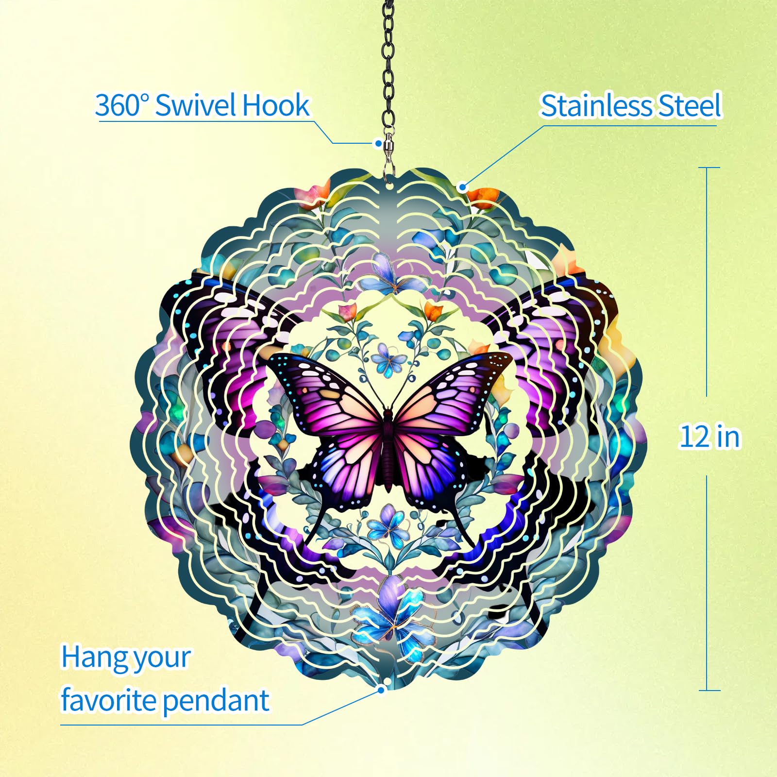PPZHAVG Butterfly mandala spinner suited for balcony or patio