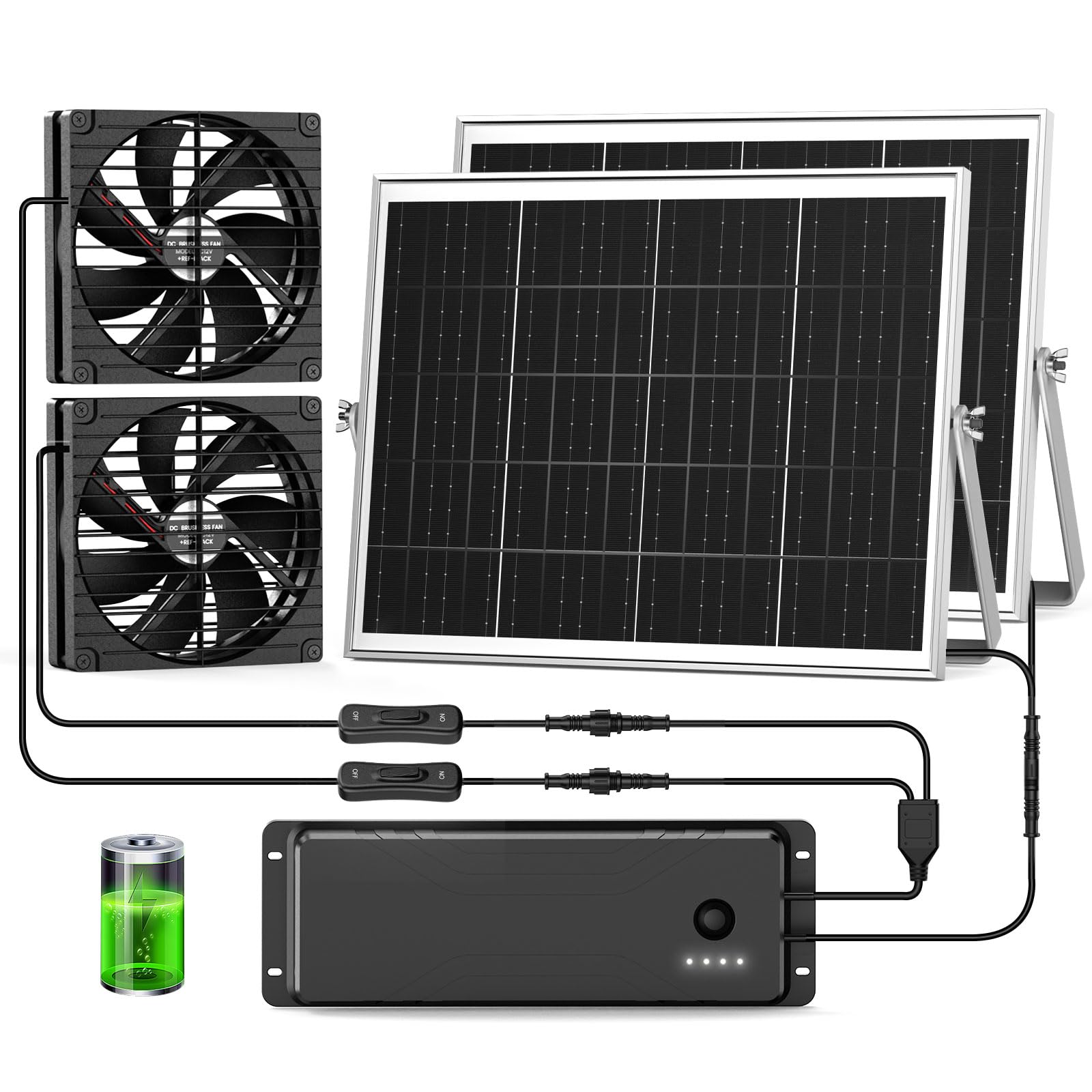 pqins dual 7.1-inch solar fans provide strong ventilation.