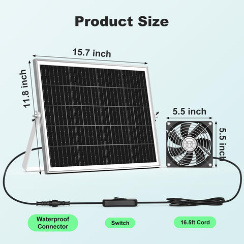 pqins solar coop fan exhaust outdoor boosts airflow and cooling