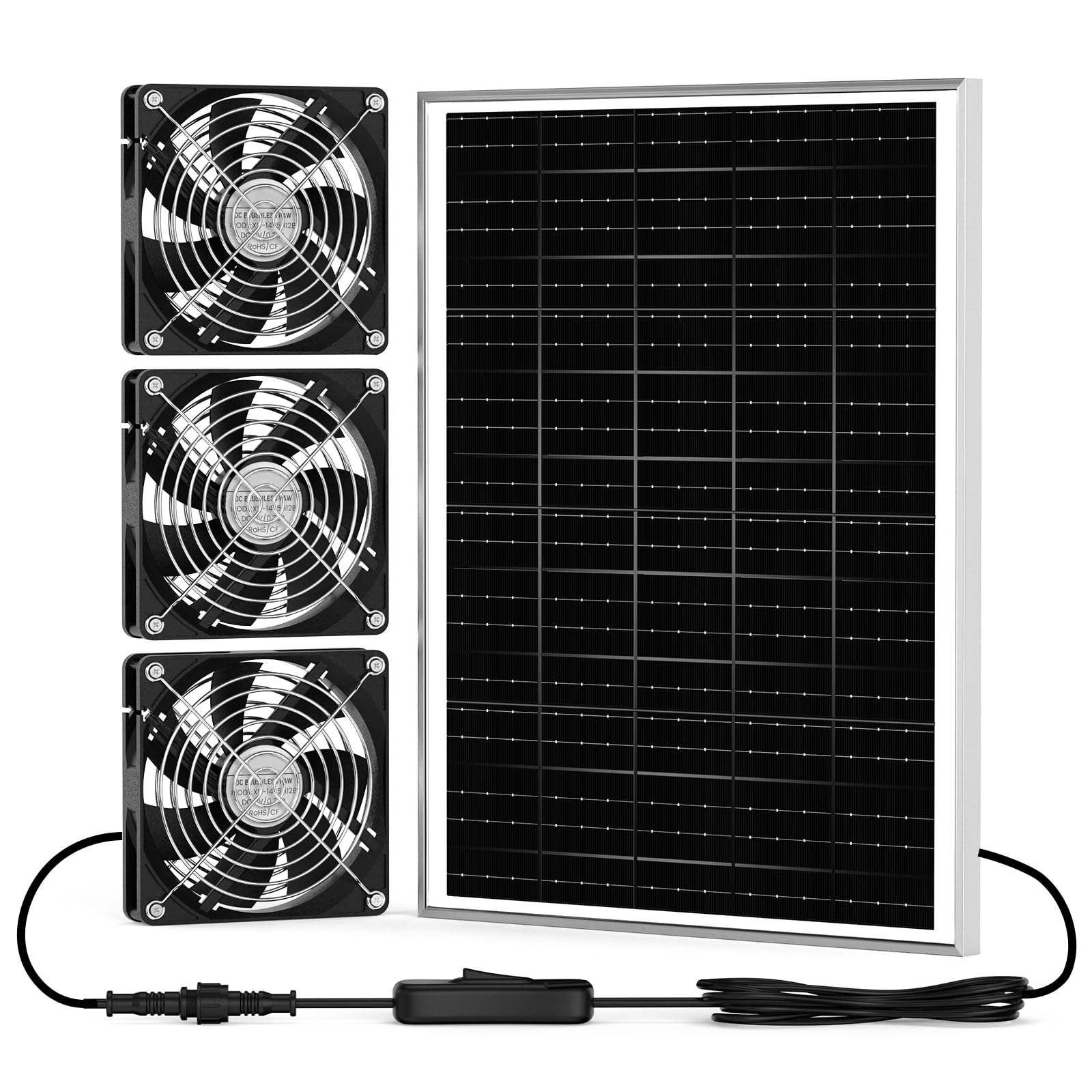 pqins solar coop fan panel outdoor powers daytime ventilation for coops