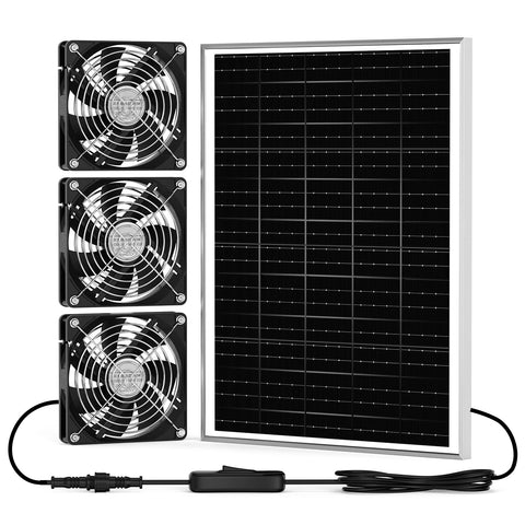 pqins solar coop fan panel outdoor powers daytime ventilation for coops