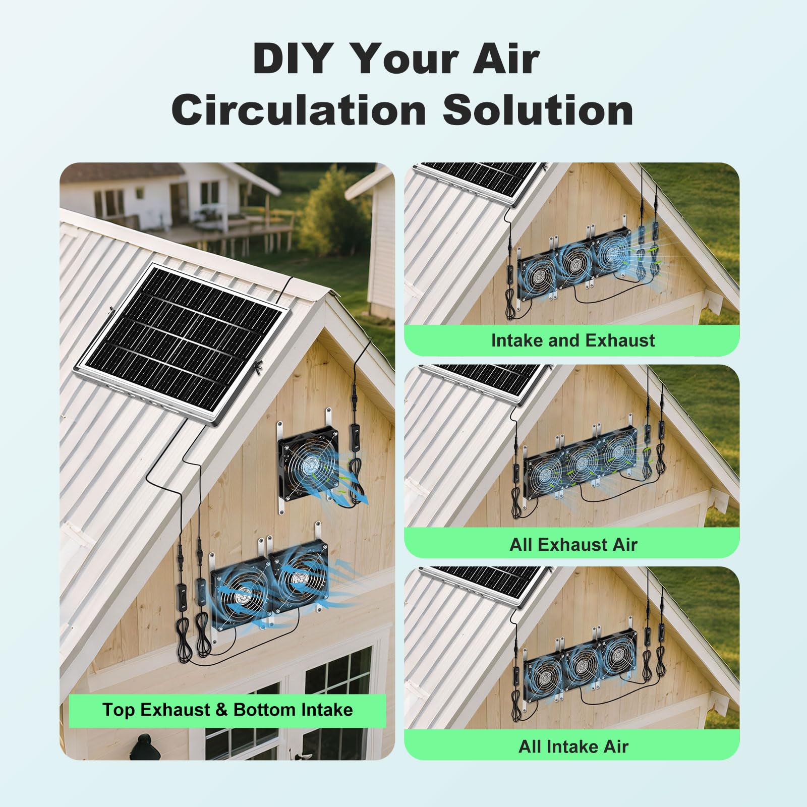 pqins solar coop fan wall mount ready for easy installation