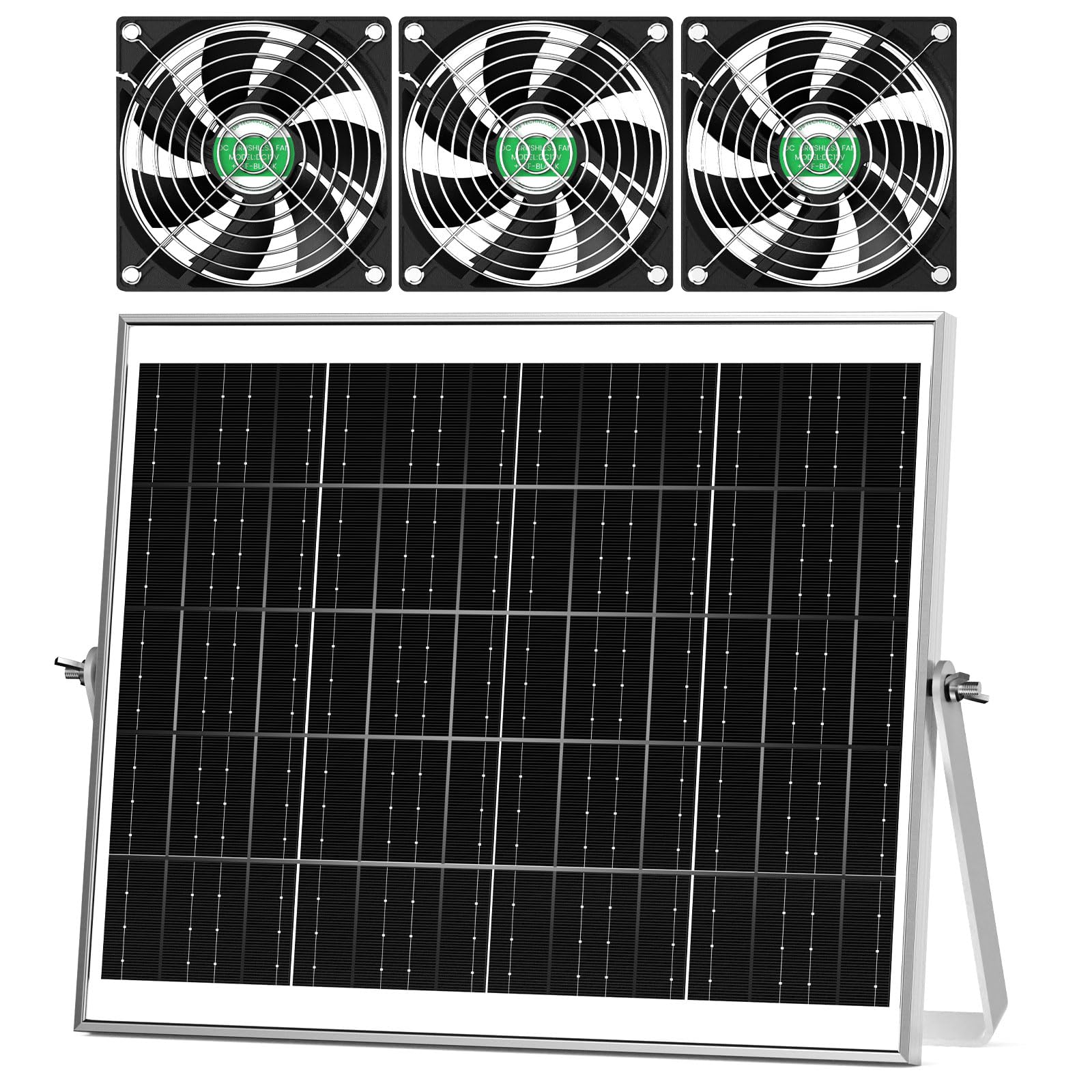 pqins solar greenhouse fan 3 kit ready for installation with steady airflow.