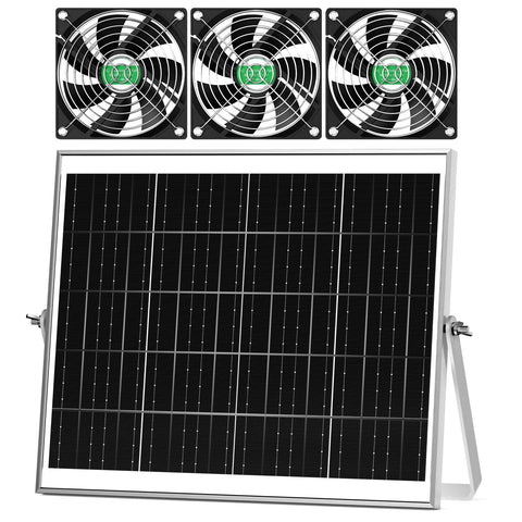 pqins solar greenhouse fan 3 kit ready for installation with steady airflow.