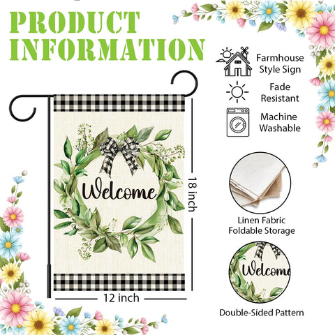 PQVRTMO eucalyptus wreath outdoor flag adds fresh nature-inspired porch charm