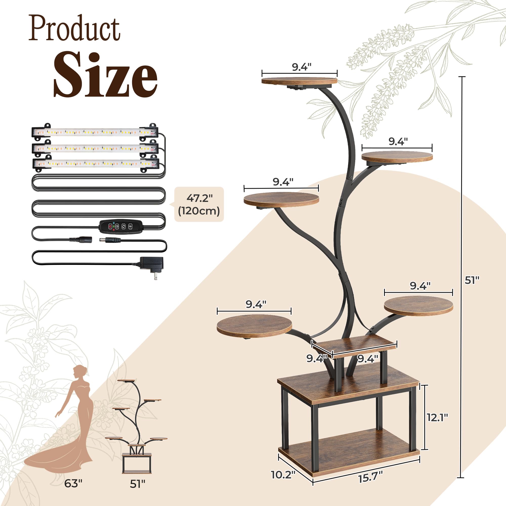 PRAISUN large plant holders and shelves accommodate bigger specimens.