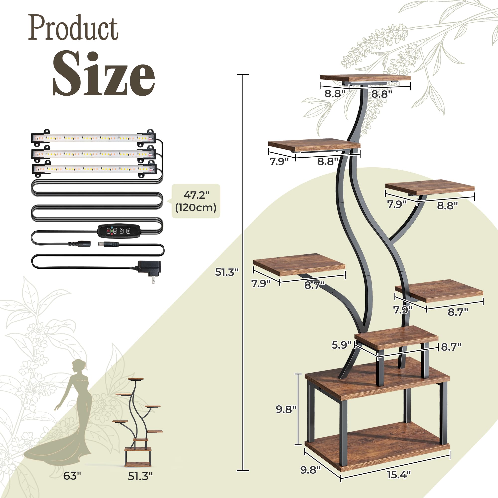 PRAISUN living room display with modern plant stand