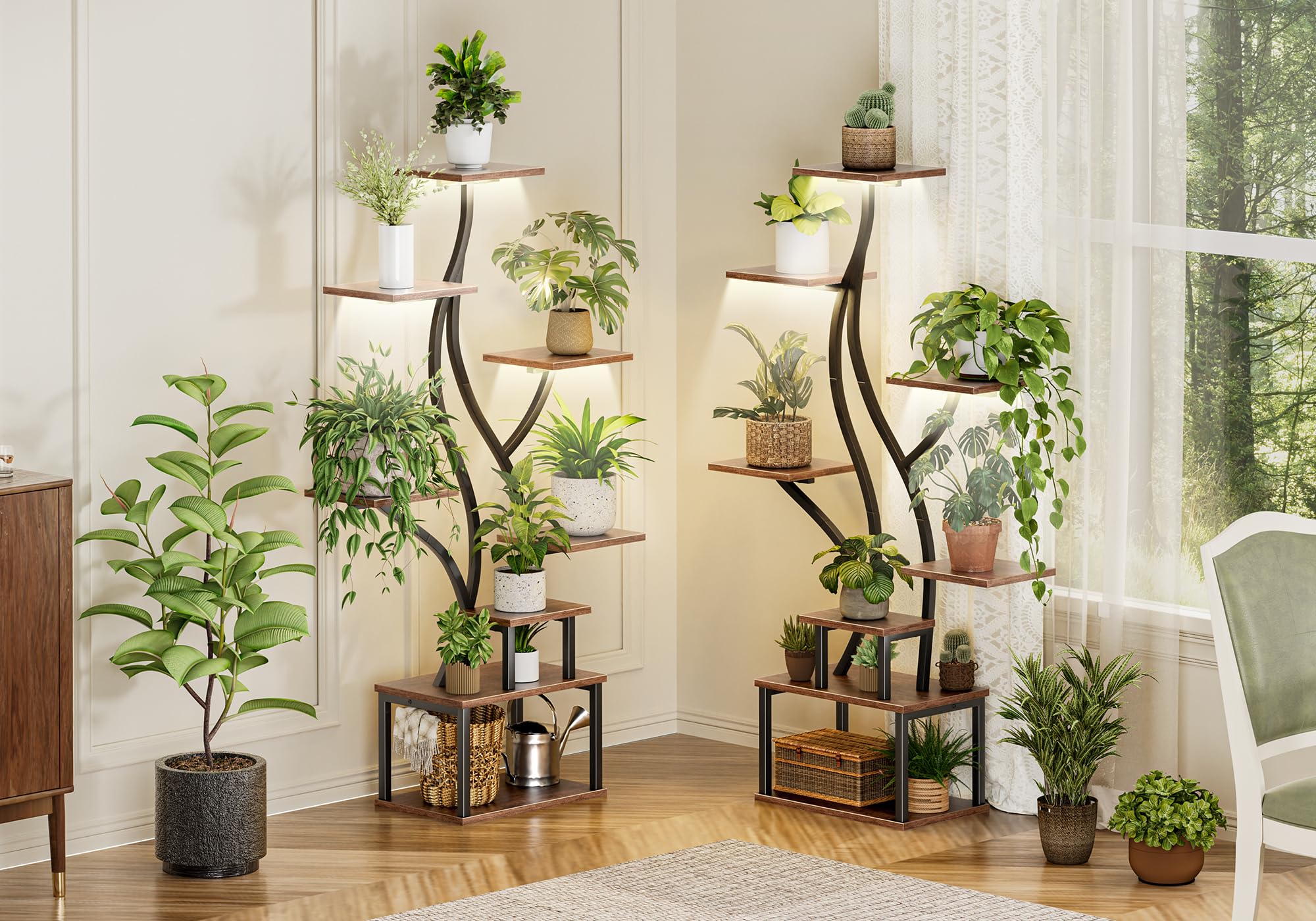 PRAISUN plant stand with cable clips for neat wiring