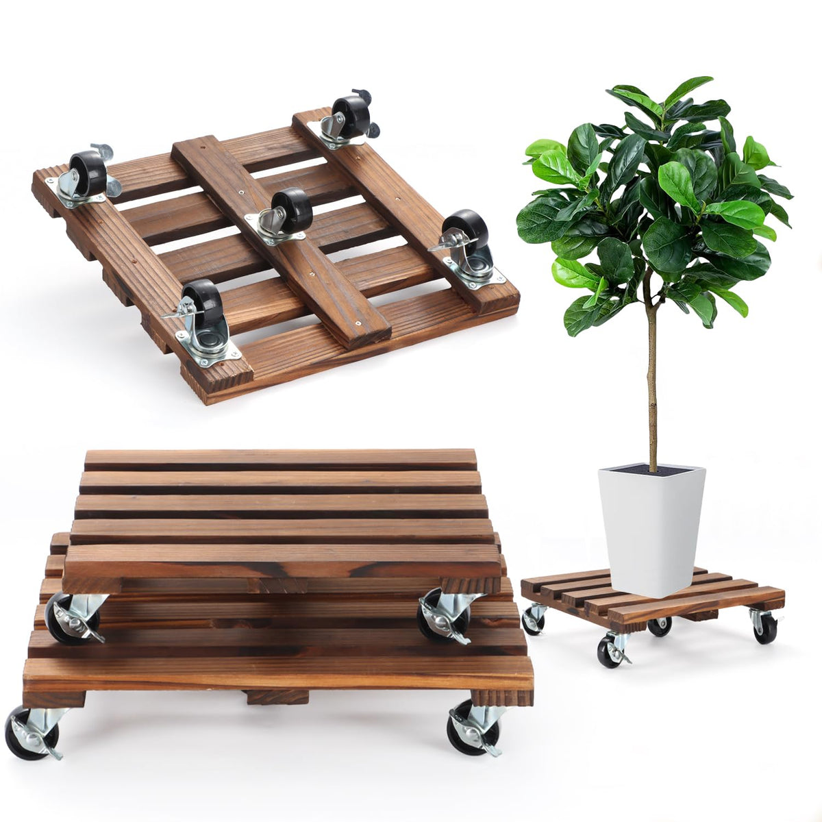 PRAQECZ 14-inch plant dolly with wheels supports heavy pots and easy movement.