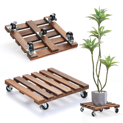 PRAQECZ 2-pack plant stand with wheels for easy indoor outdoor pot movement.