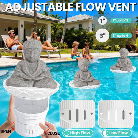 Adjustable chlorine release rings on the PRAXXIS floater enable customized dosing.
