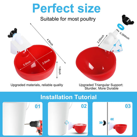 Prdiozyn waterer cups with blue seal washer reduce leaks.