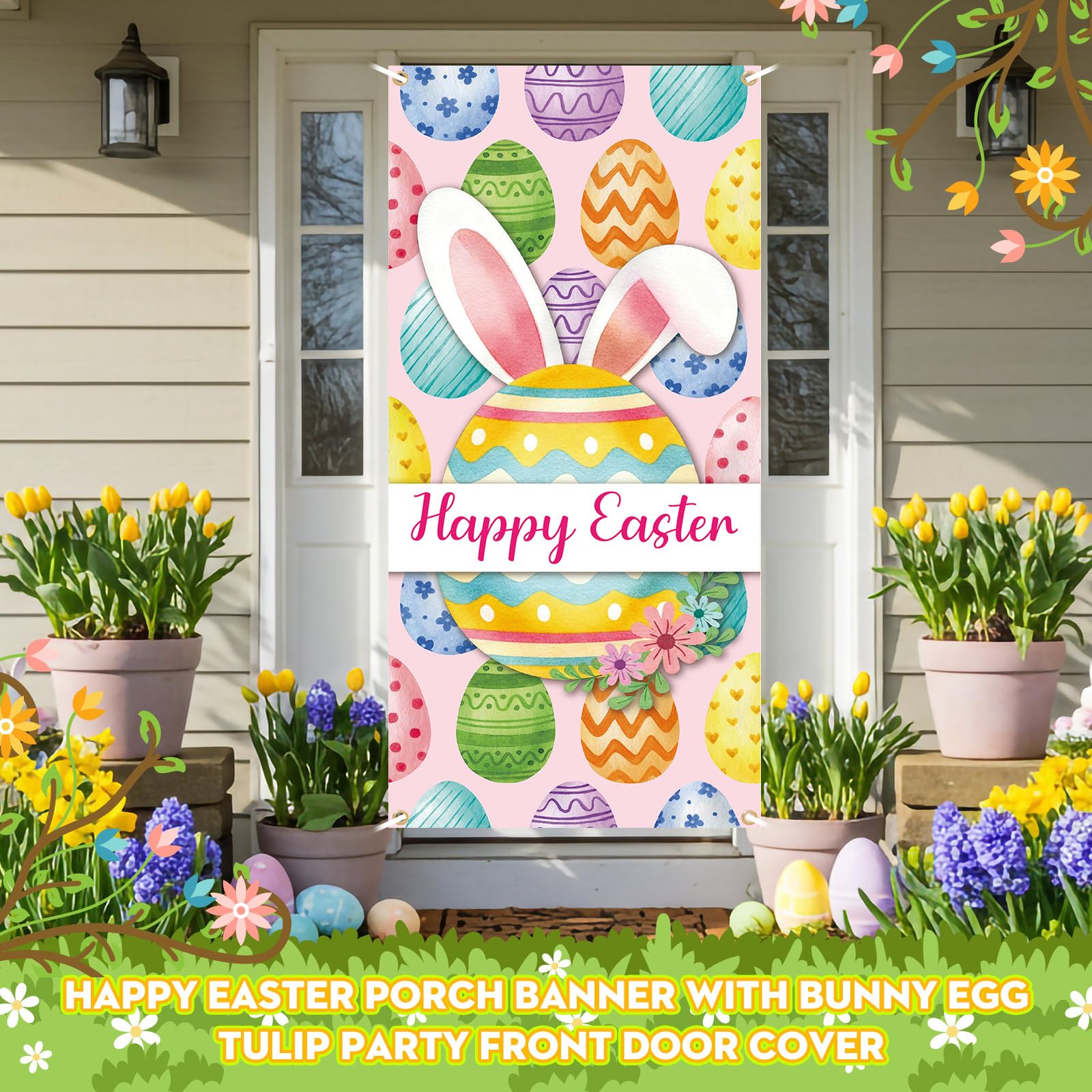 Preboun colorful door cover covers standard doors with bold spring colors