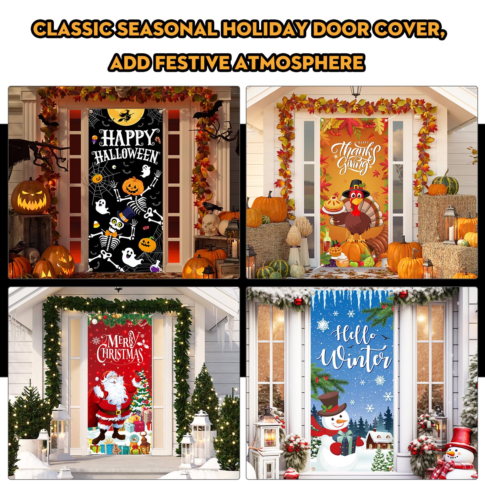 Preboun colorful festival-theme door cover; eye-catching entryway centerpiece.