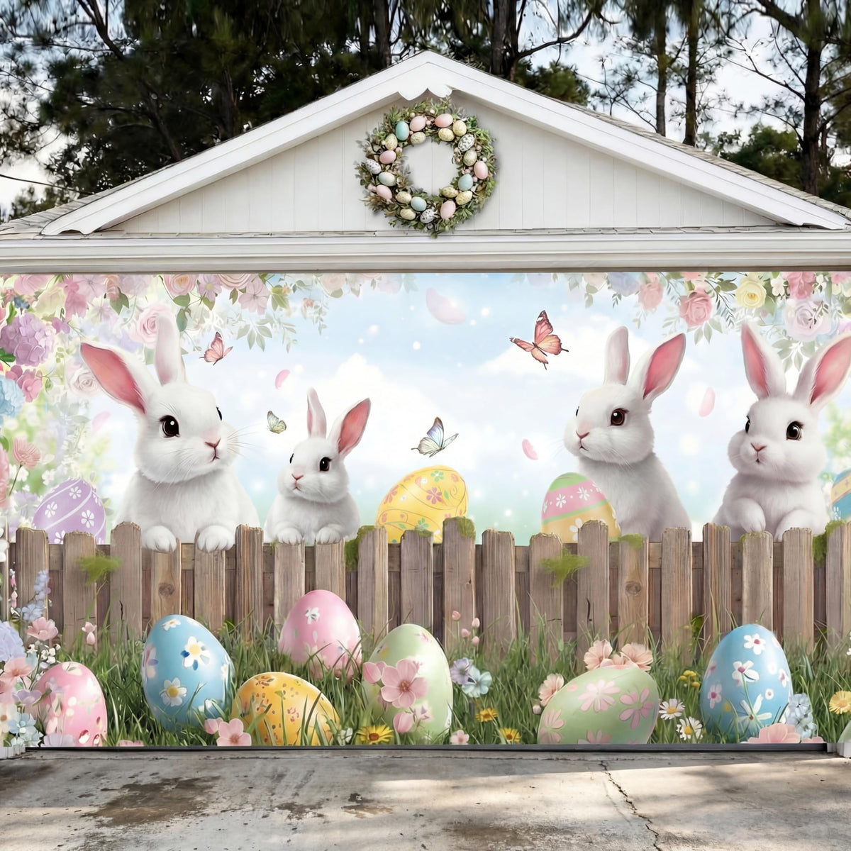 Preboun Easter garage door banner in pastel decor for outdoor or indoor use