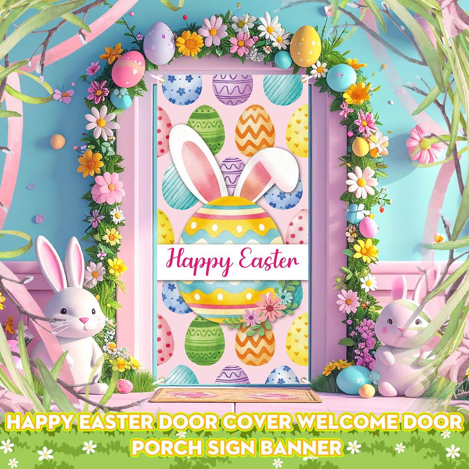 Preboun four-seasons and holidays door banner; versatile home accent.
