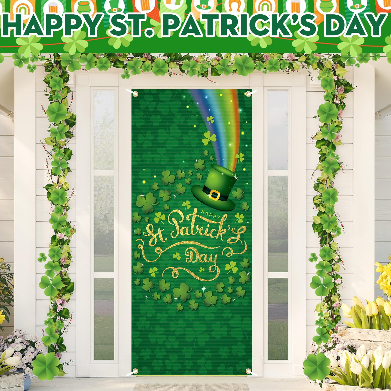 Preboun front door decor Easter bunny creates a festive indoor backdrop