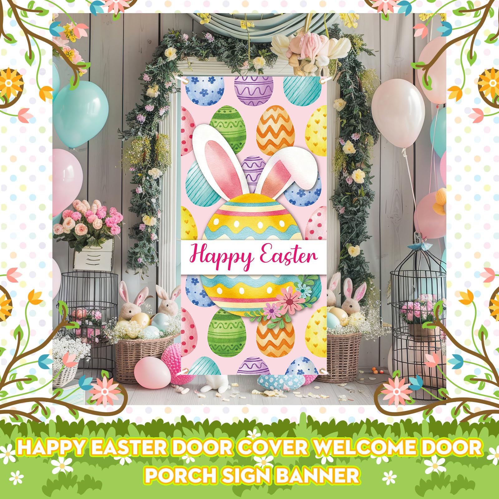 Preboun polyester door banner is reusable and easy to store after holidays