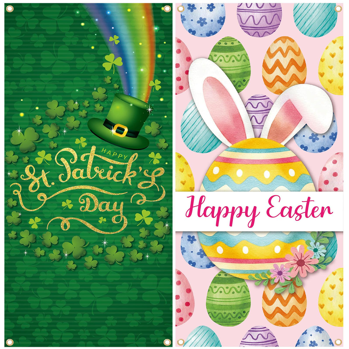 Preboun shamrock door cover adds festive curb appeal for St. Patrick's Day