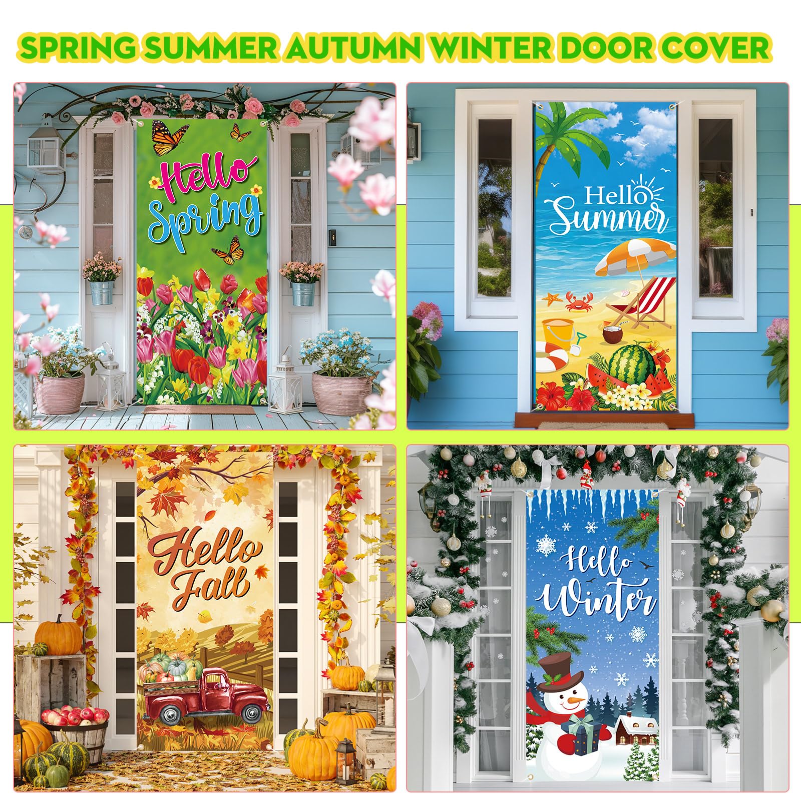 Preboun winter snowflakes and valentines hearts door cover; year-round seasonal mood.