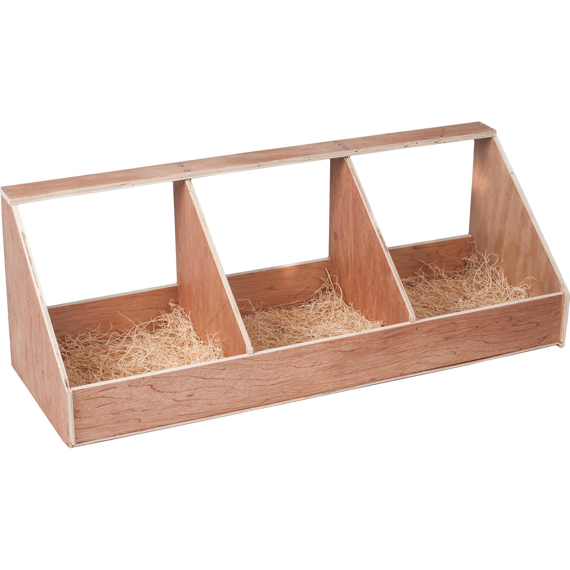 Precision Pet triple nesting box brown interior supports calm, orderly egg laying
