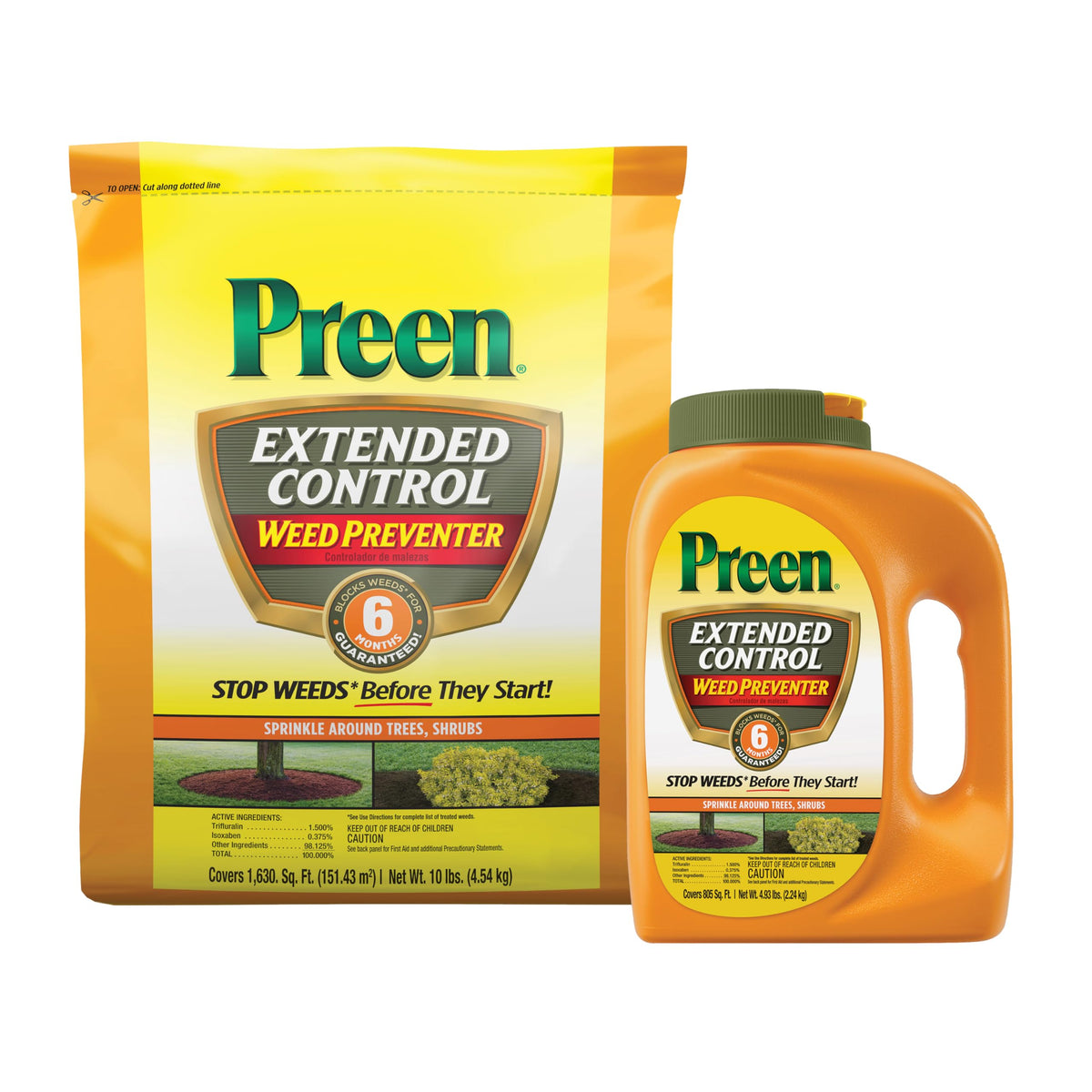 Preen Extended Control Weed Preventer bottle flip-top in use for easy application