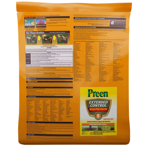 Preen Extended Control Weed Preventer covers 1,630 sq ft to reduce weed growth.