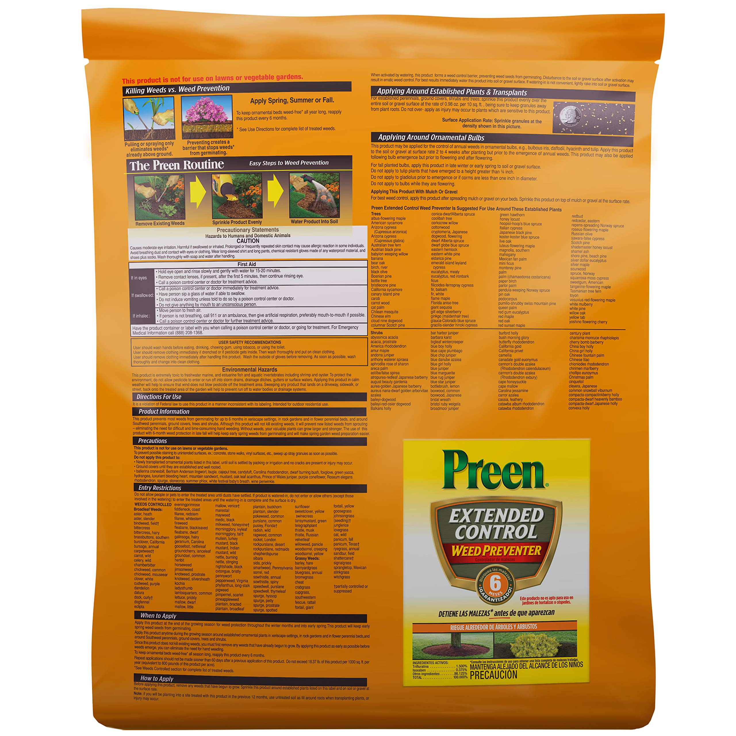 Preen Extended Control Weed Preventer demonstrates large-area coverage up to 2,435 sq ft