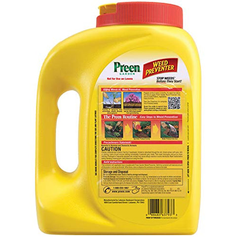 Preen Garden Weed Preventer covers 1,800 sq ft for long-lasting weed control.