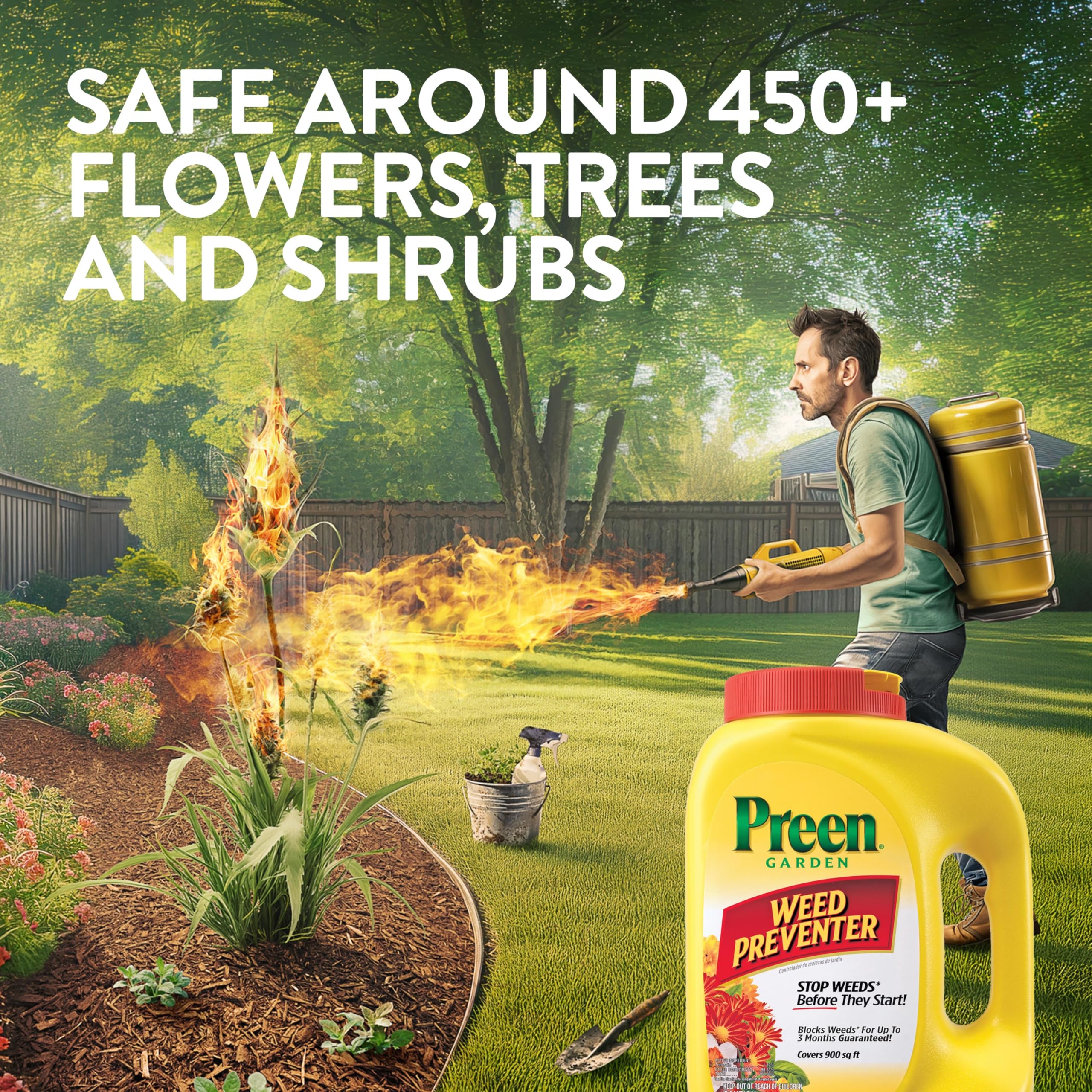 Preen Garden Weed Preventer spring, summer, and fall use demonstrates flexibility