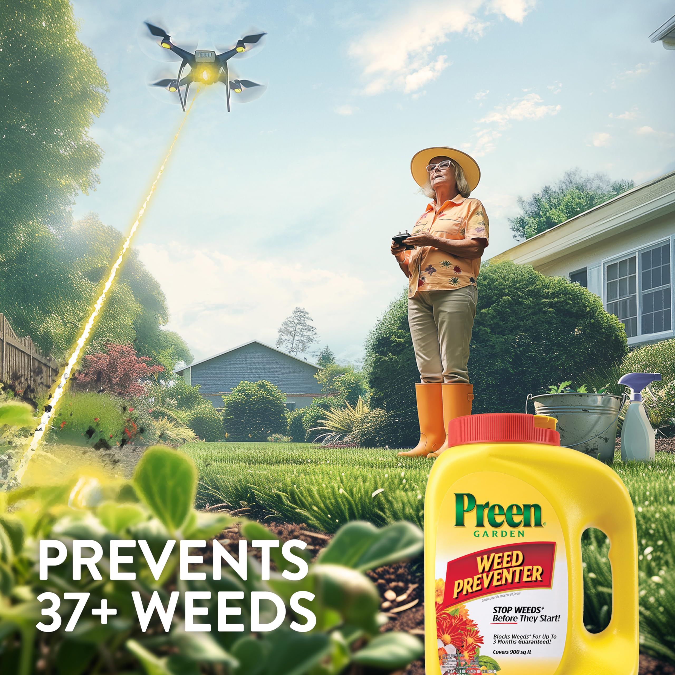 Safe use around flowers, vegetables, trees and shrubs with Preen.