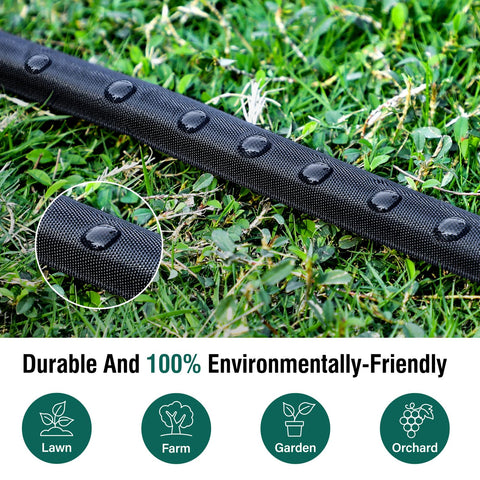 Premillow Soaker Hose waters a vegetable patch with efficient drip irrigation.