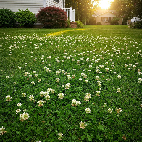 Premium Coated White Dutch Clover Seed demonstrates dense ground cover for erosion control.