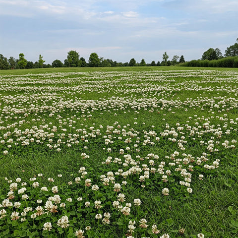 Premium Coated White Dutch Clover Seed provides nutritious forage for livestock.