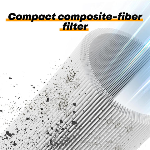 Premium filter element closeup emphasizes filtration efficiency and longevity