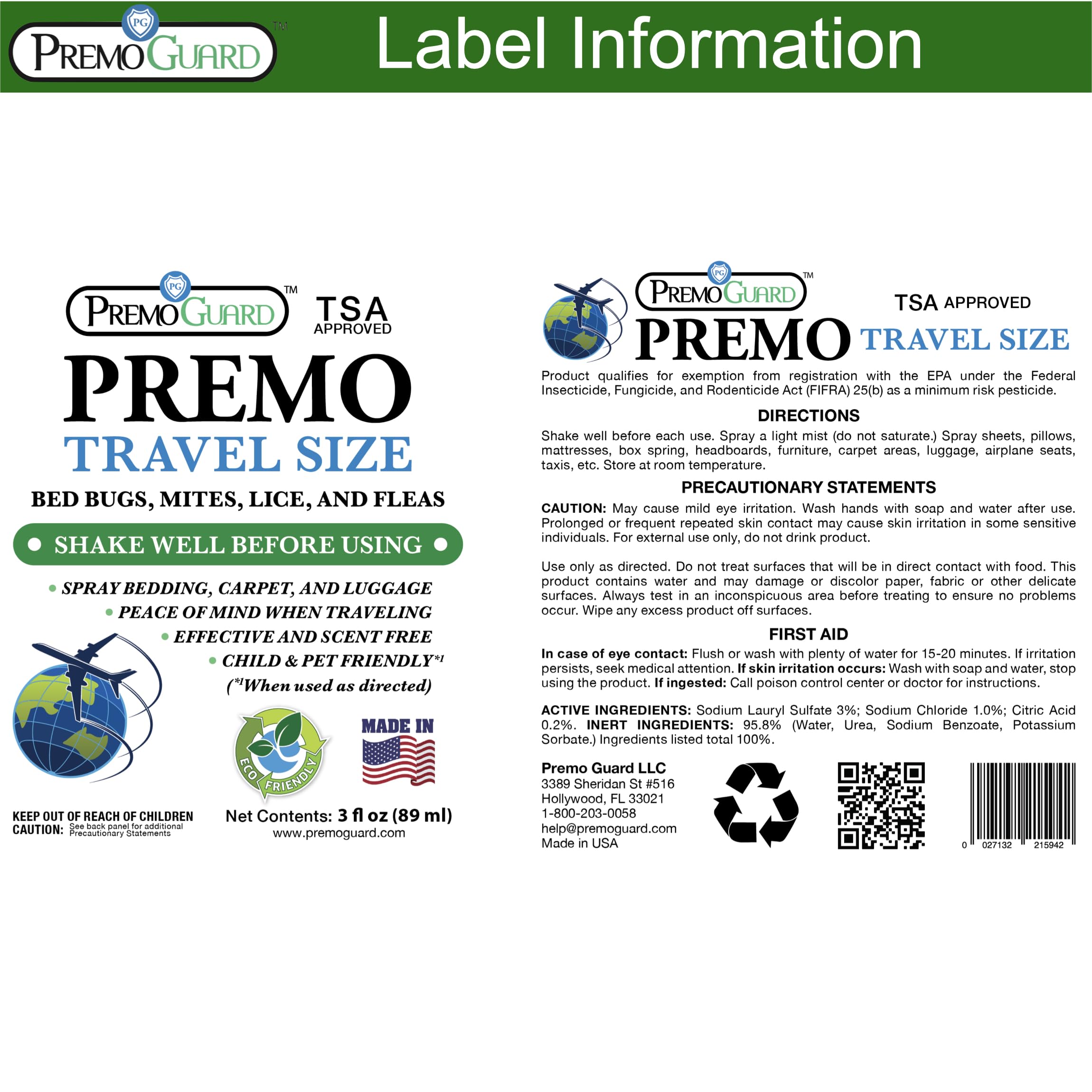 Premo Guard child and pet-safe spray for sheets