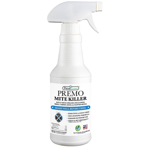 Premo Guard natural mite spray bottle 32 oz for safe family-friendly mite control