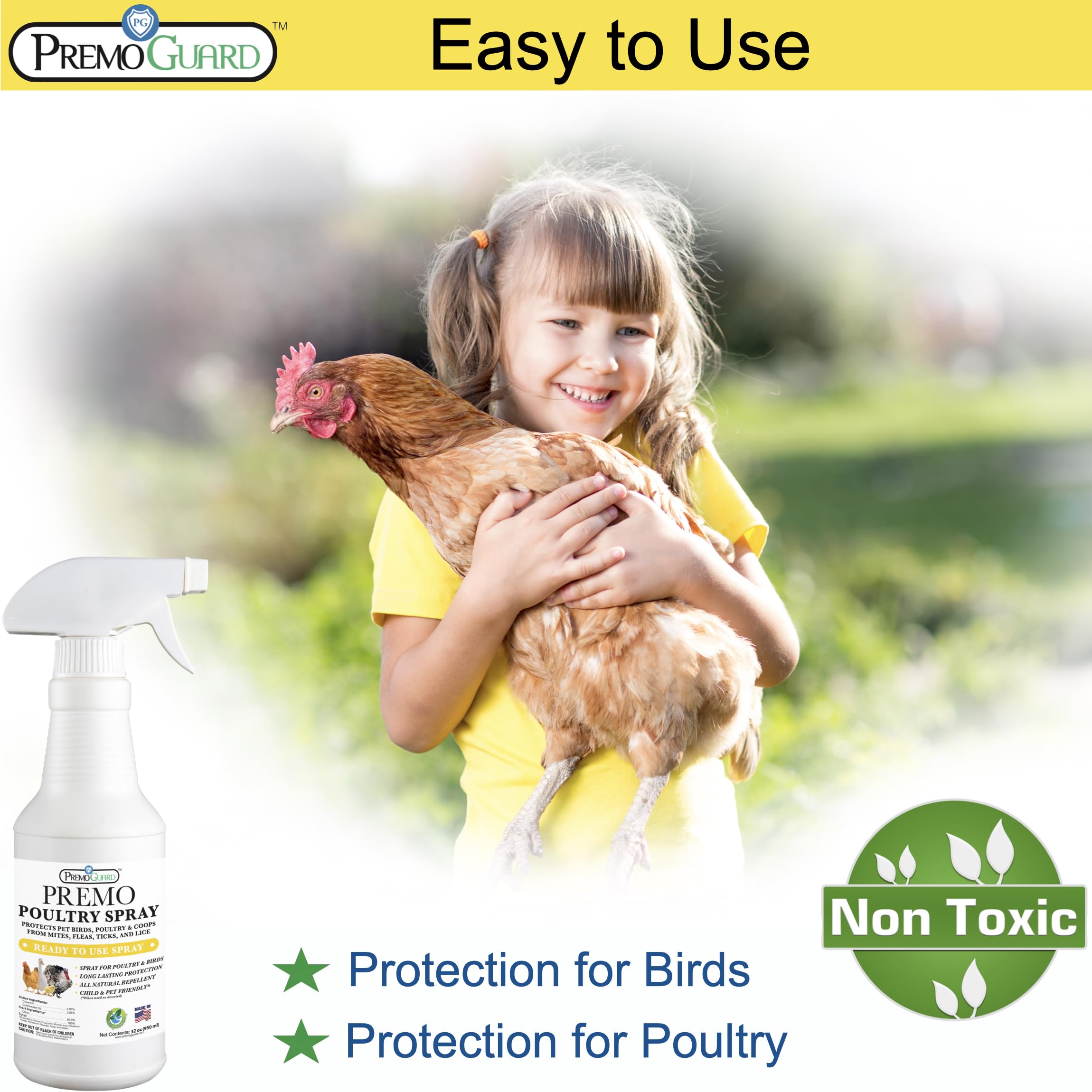 Natural oil formula from Premo Guard offers non-toxic pest control for poultry.