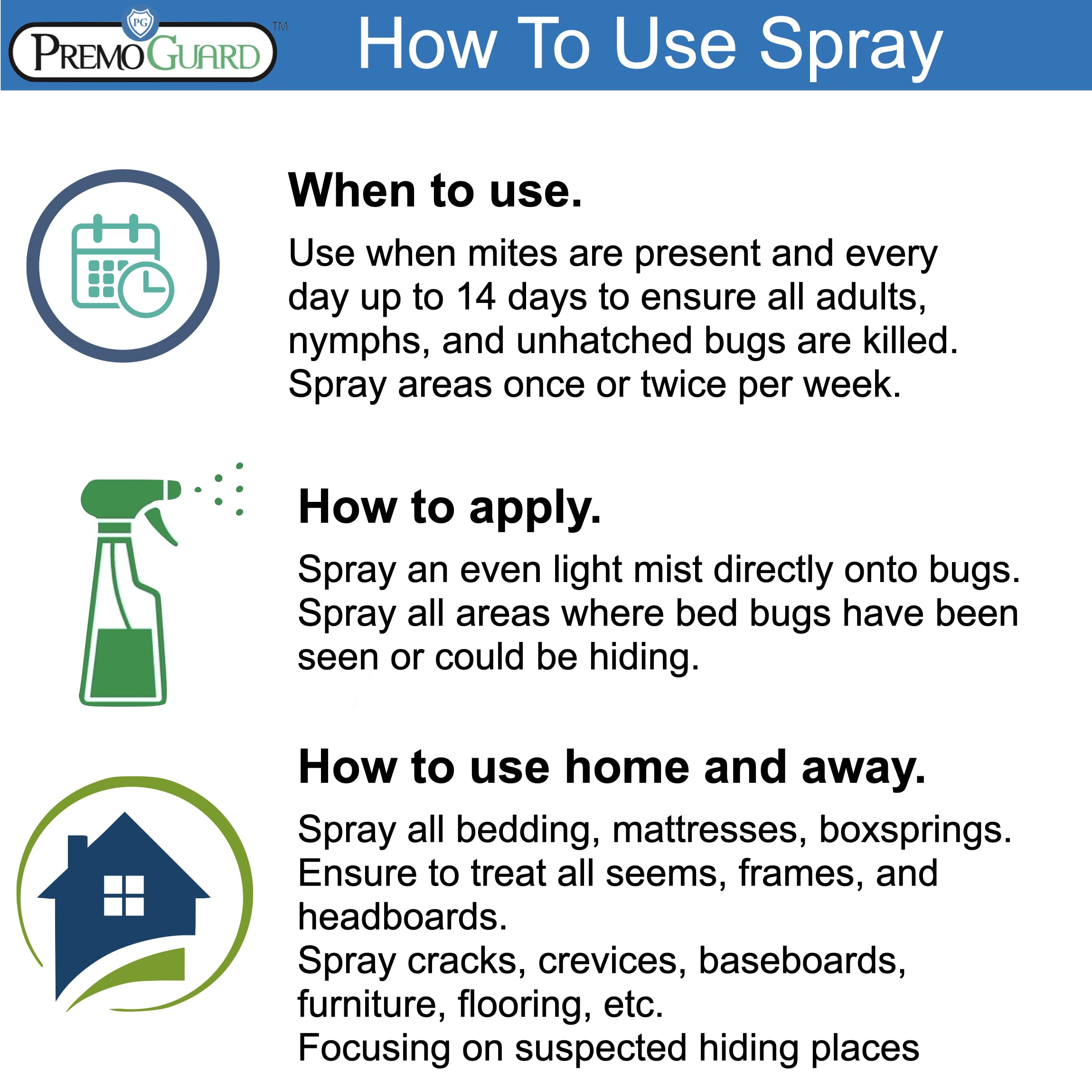 Premo Guard non-staining, scent-free formula for fabrics and bedding