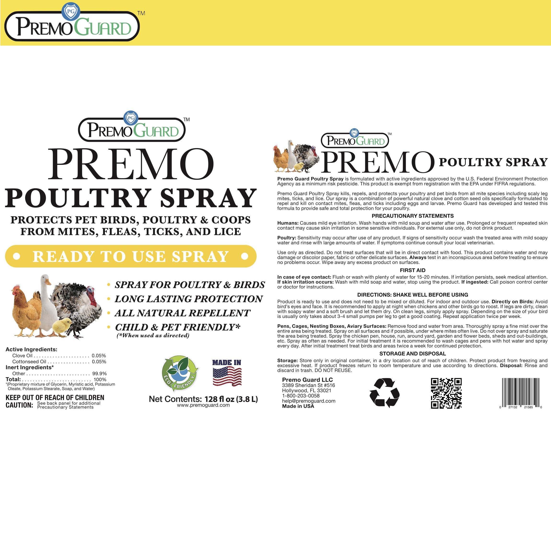 Premo Guard Poultry Spray for coop interiors and nests