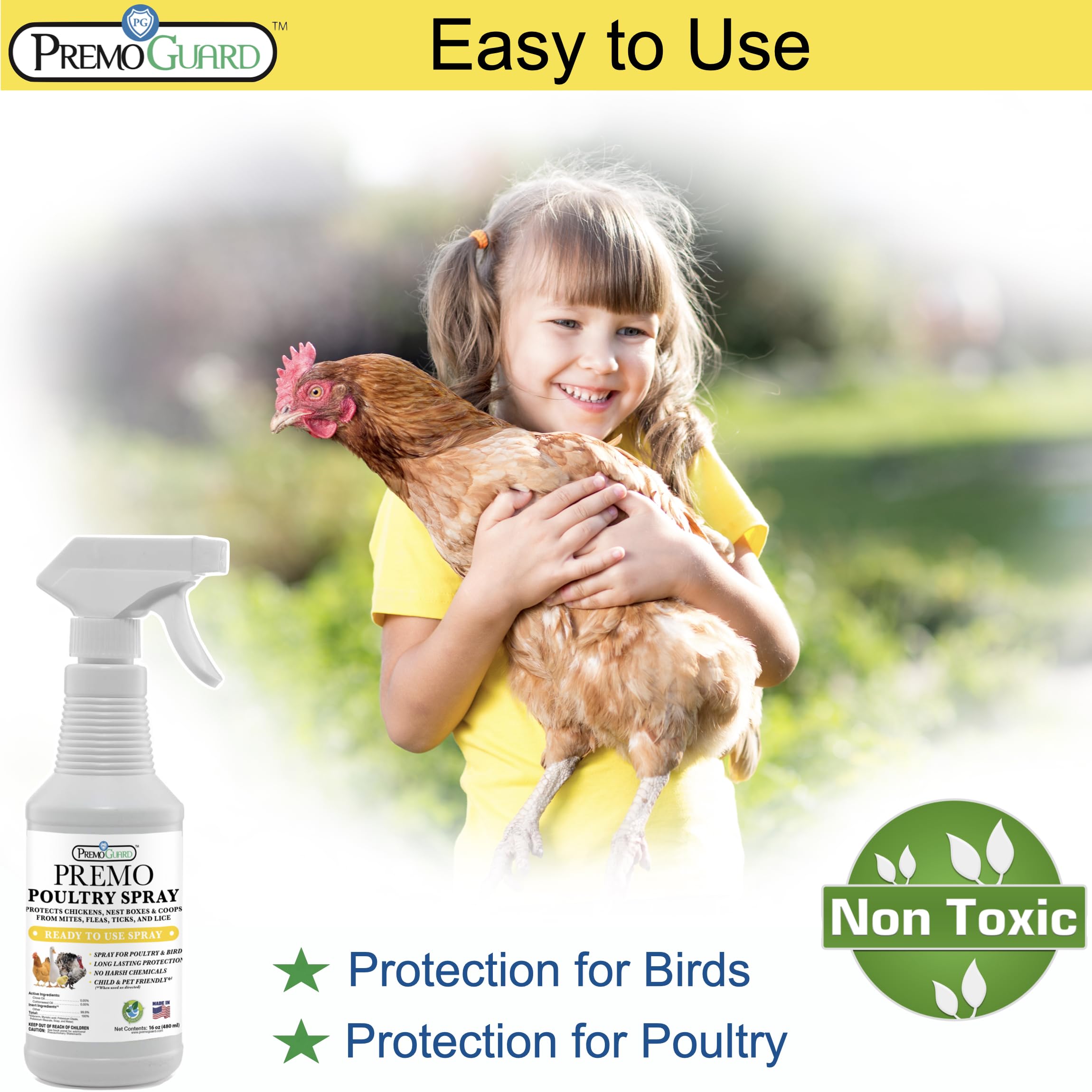 Premo Guard Poultry Spray in coop treatment helping reduce mite buildup in nesting areas