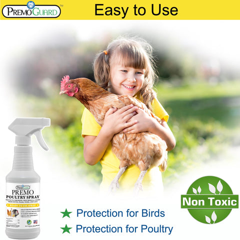 Premo Guard Poultry Spray in coop treatment helping reduce mite buildup in nesting areas