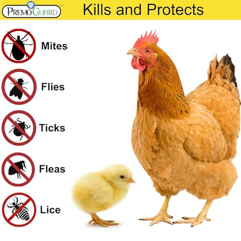 Premo Guard Poultry Spray on coops and roosts to keep perches pest-free