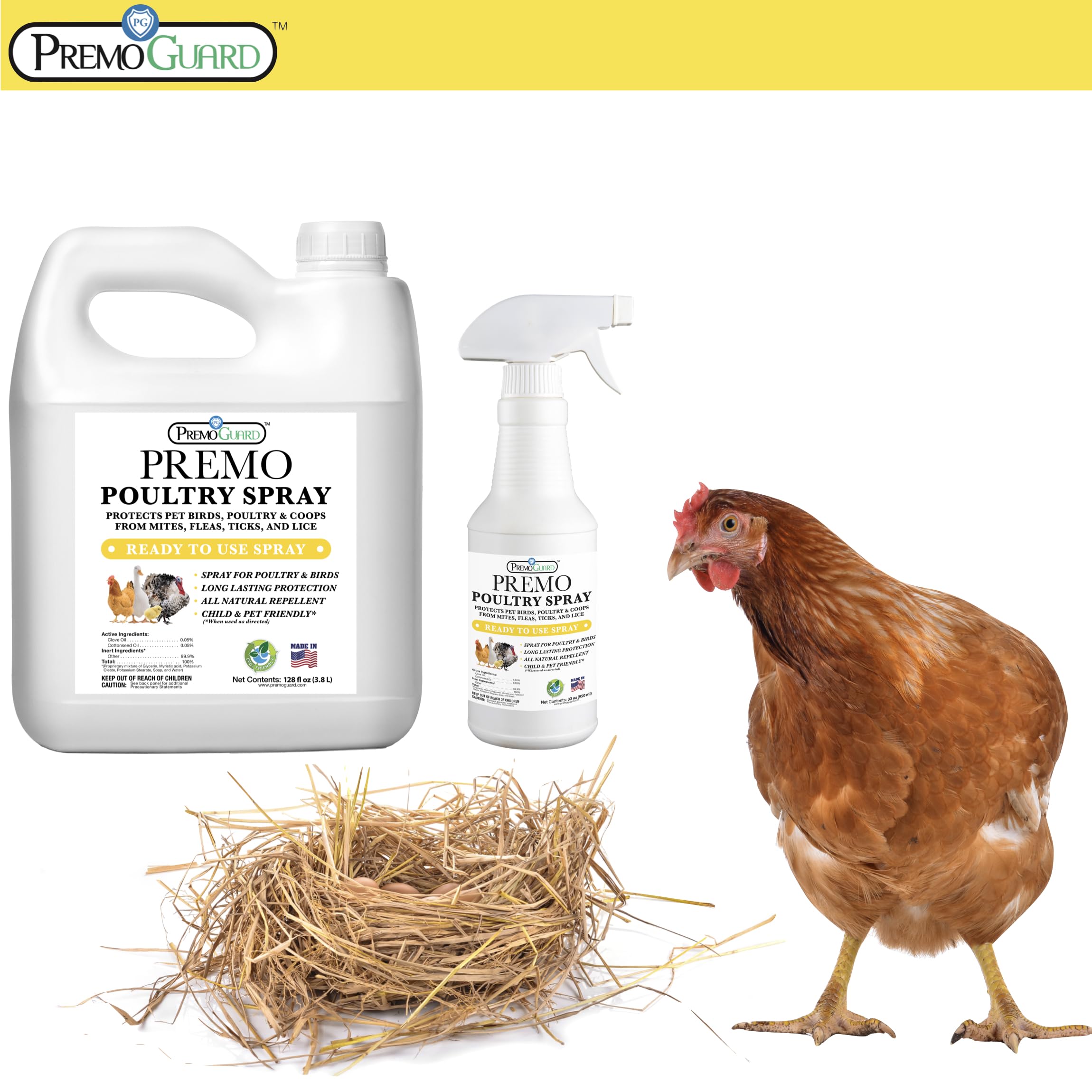 Premo Guard Poultry Spray safe for all birds, including chicks and mature hens