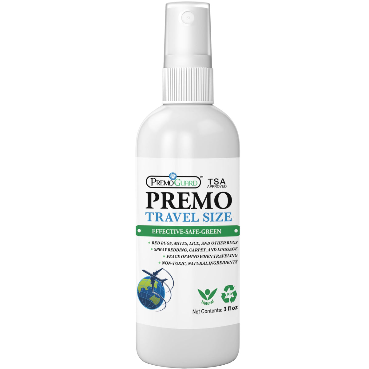 Premo Guard travel spray bottle protects bedding on the go