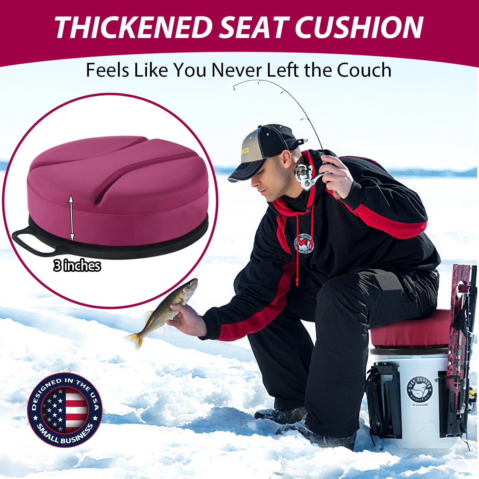 Waterproof seat surface protects cushion in wet outdoor conditions.